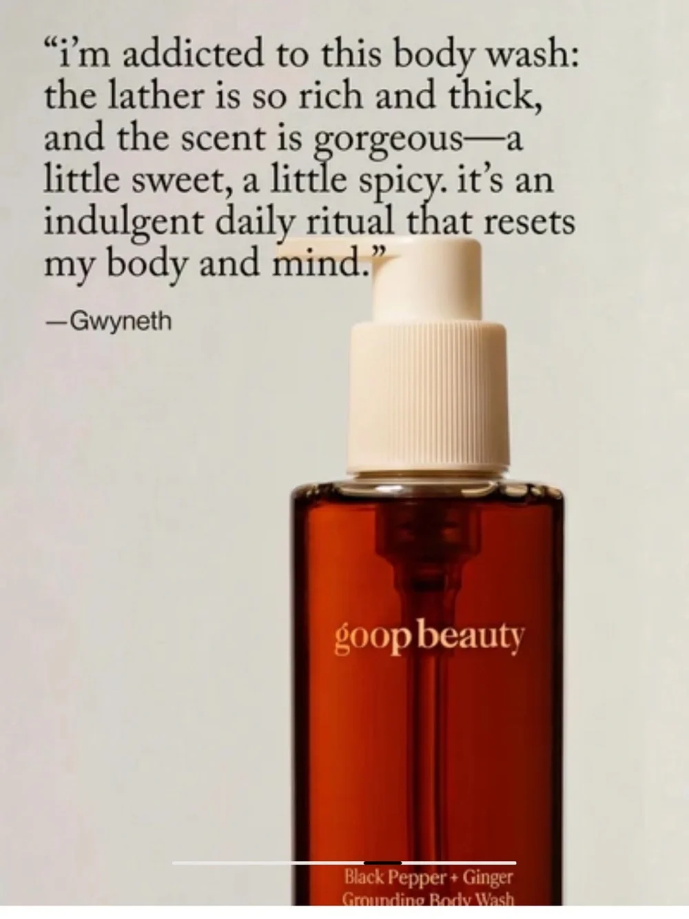 Goop beauty Pepper + Ginger Grounding botanical body wash 11oz new launch